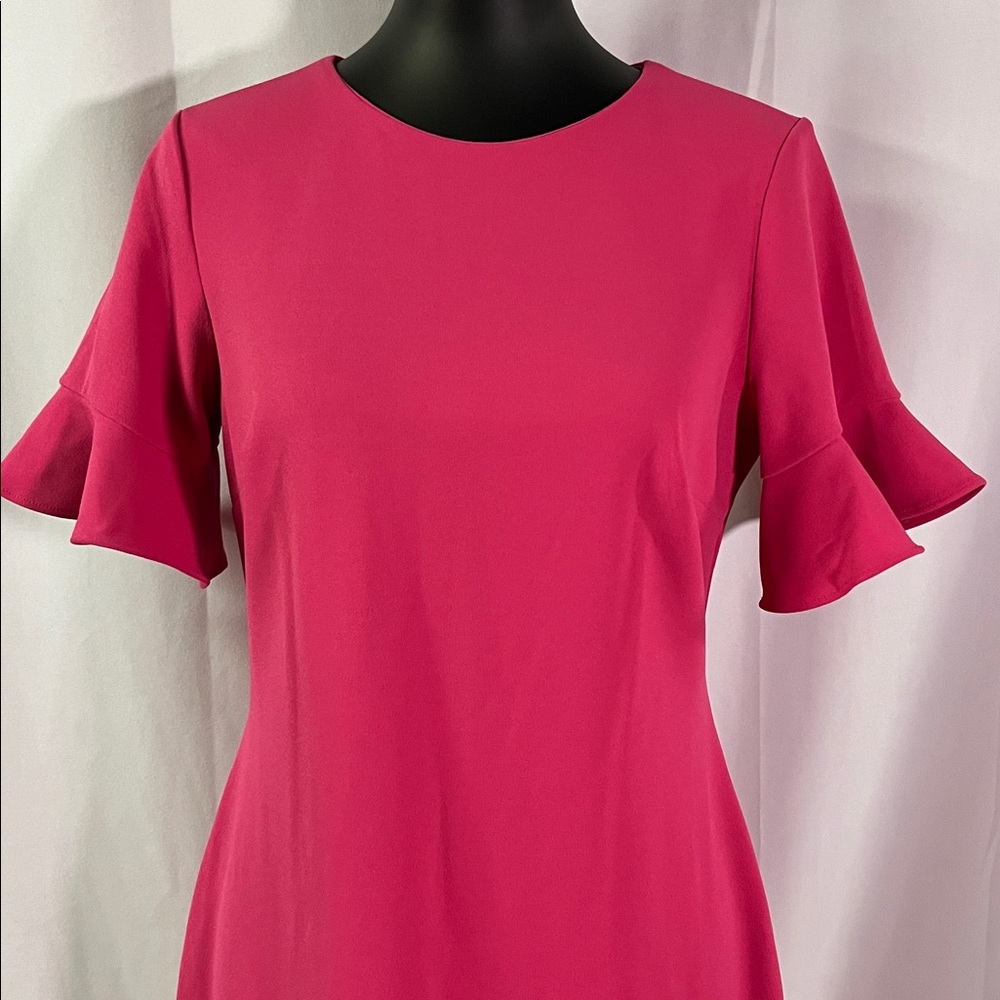 Calvin Klein Pink Flutter Sleeve Sheath Dress - Picture 4 of 16